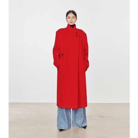CHICJOC Jackets & Blazers - CHICJOC Women Long Wool/Cashmere Crimson Cocoon Coat in size 36